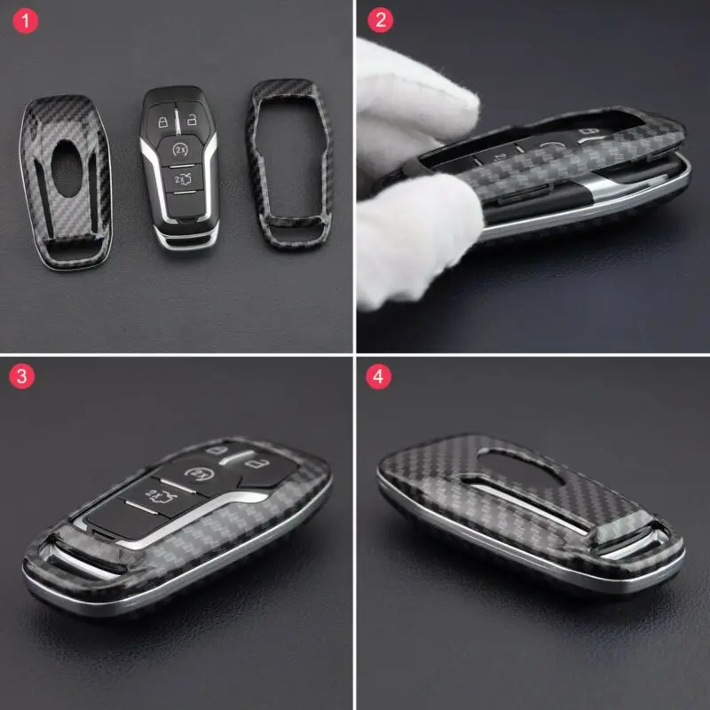 Защитный чехол для ключей для Ford 2013- из углеродного волокна с узором флип-ФОБ