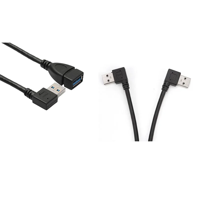 1 пара USB 3,0 правый левый угол 90 градусов удлинитель для мужчин и женщин адаптер Шнур данных