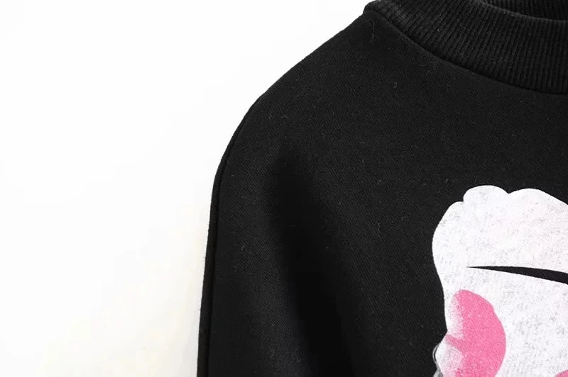 Withered winter sweatshirt hoodies women high street vintage cartoon printing o-neck cute oversize loose sweatshirt pullovers