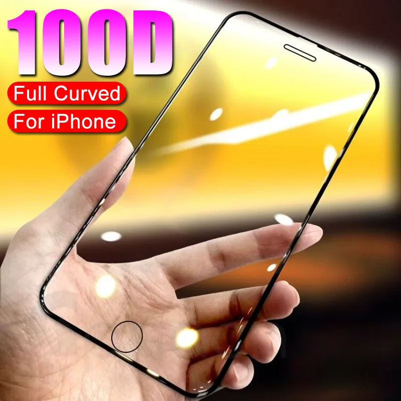 100D Tempered Glass on the For iPhone X 7 8 6 6S Plus Screen Protector Full Cover Protective Glass iPhone XR XS 11 Pro Max Film 100D Tempered Glass on the For iPhone X 7 8 6 6S Plus Screen Protector Full Cover Protective Glass iPhone XR XS 11 Pro Max Film