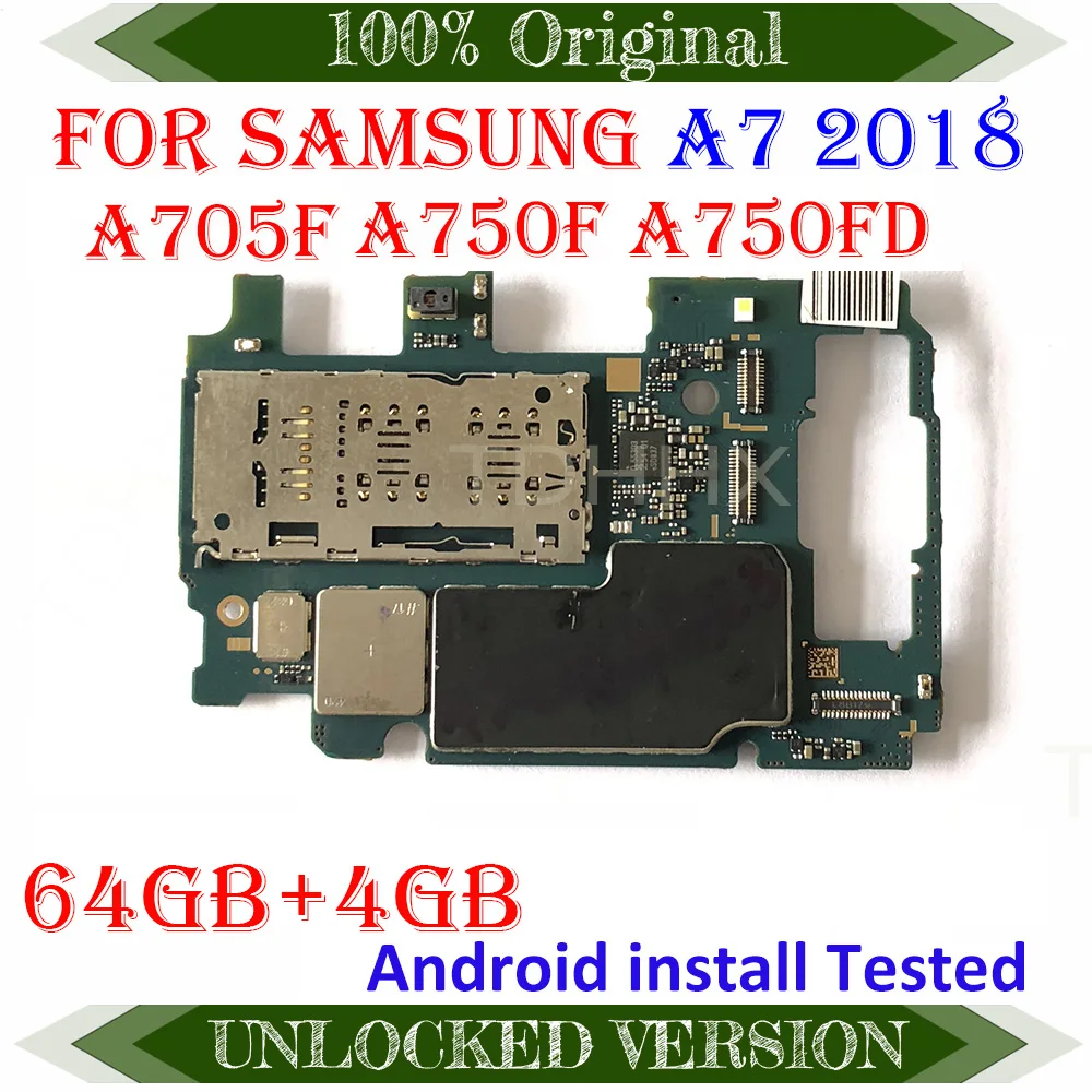 Материнская плата для samsung Galaxy A7 A750F 2 Sim A750F/DS A750FN/DS A750GN/DS 64GB разблокированная материнская плата Материнские платы