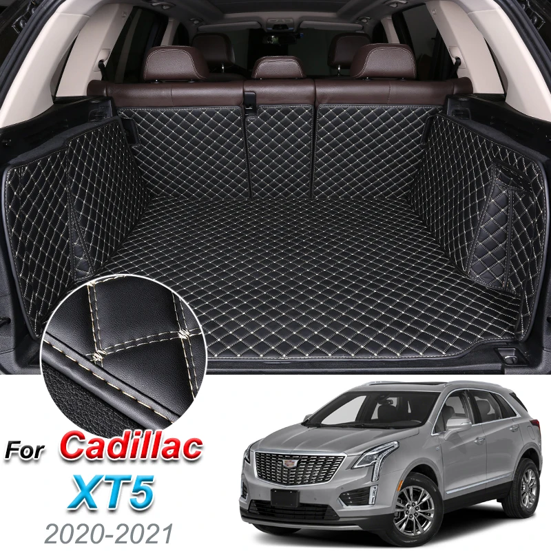 t6icil Car Cargo Liner Trunk Mat for Cadillac XT5 2016-2021 Waterproof All Weather Protection Diamond PU Leather 