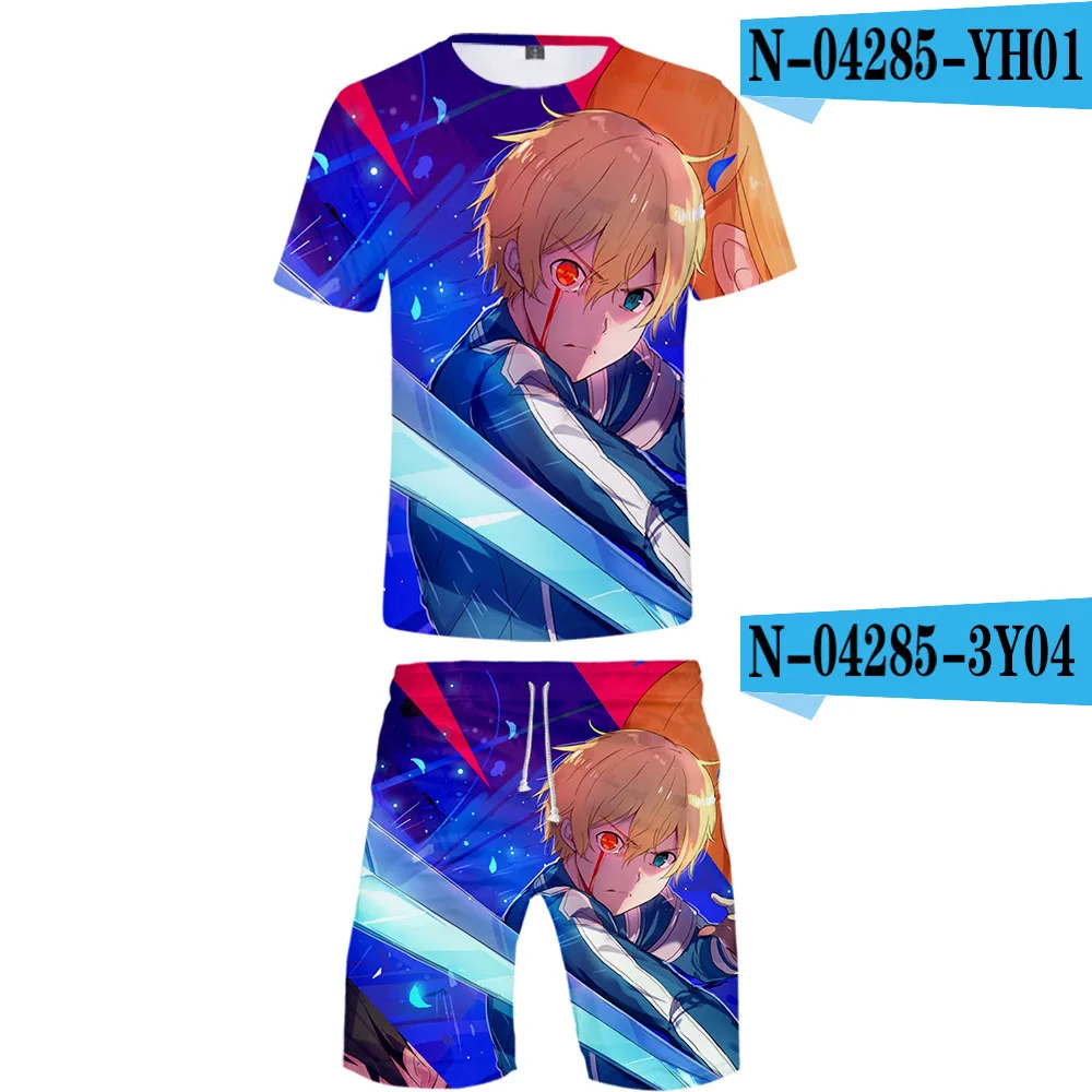 Sword Art онлайн комплект из двух предметов футболка и шорты Harajuku для мужчин меч искусство онлайн футболка уличная Harajuku короткий рукав - Цвет: D