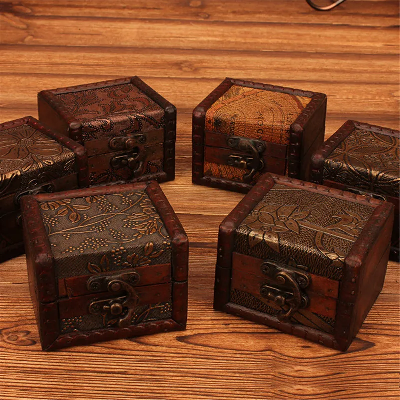 

Mini Old-style Small Square Box European-Style Retro Wooden Storage Entirely Handmade Retro Photoshoot Props Special Price