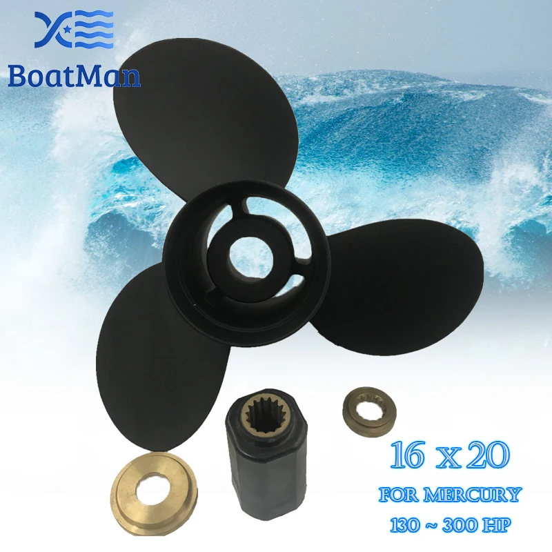 BoatMan® 16x20 Propeller for Mercury Outboard Motor 90HP 115HP 135HP 175HP 225HP 300HP 400HP 15 Splines  Aluminum Boat Parts