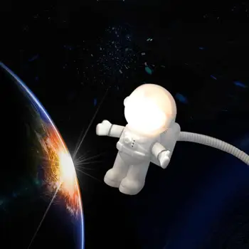 

White Flexible Spaceman Astronaut USB Tube LED Night Light Lamp For Computer Laptop PC Notebook Reading Portable DC 5V