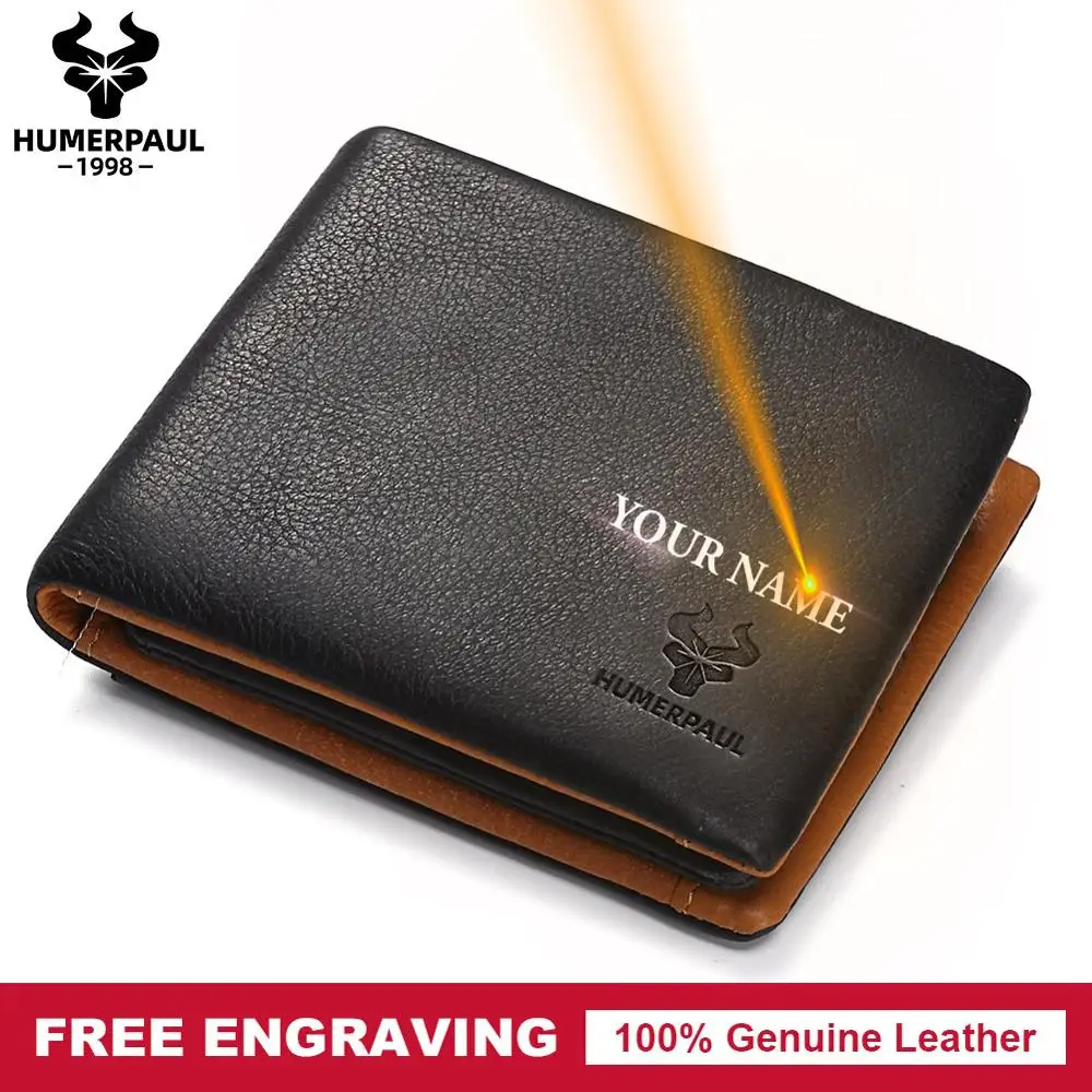 Мужской кожаный кошелек с бесплатной гравировкой роскошный брендовый Кошелек