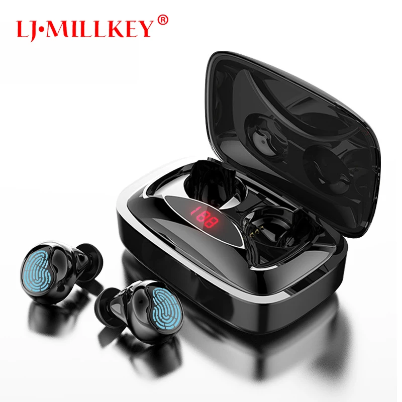 

TWS bluetooth 5.0 earphone mini Wireless Earphones with 2000mAh LED power display touch button noise reduction Sport Headset