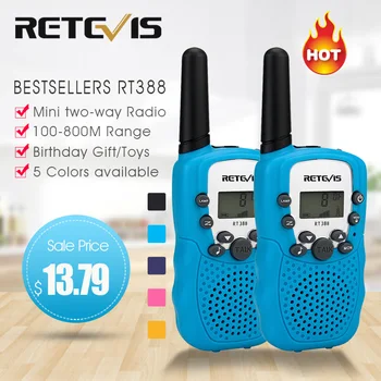 RETEVIS-walkie-talkie RT388 para niños estación de Radio bidireccional, 2 uds., regalo de Año Nuevo, uso familiar, Camping, 100-800M
