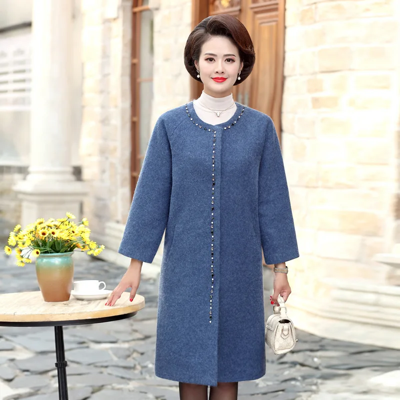 

2019 New Style Mom Winter Woolen Jacket Middle-aged Women's Autumn And Winter Imitation Mink Velvet Coat Middle-aged Woolen Jack