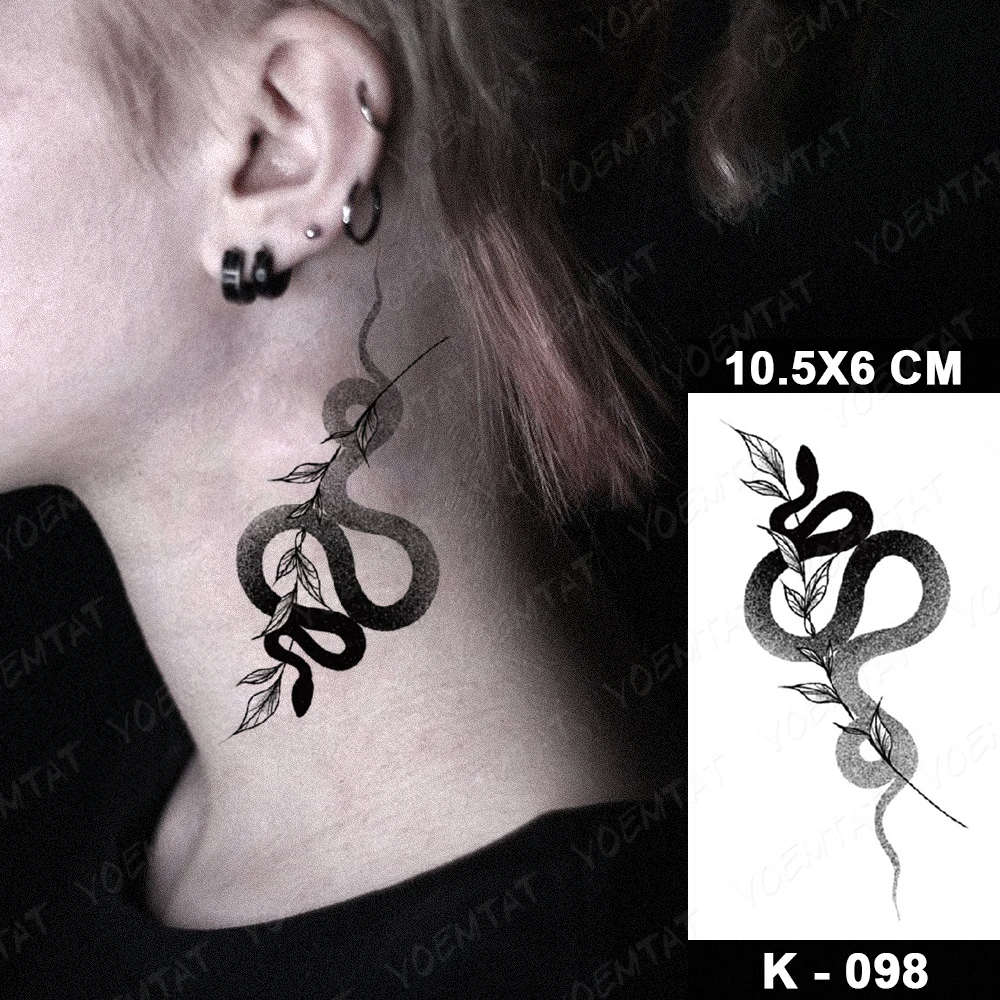 Waterproof Temporary Tattoo Sticker Snake Flower Rose Flash Tattoos Lace Fox Lion Tree Body Art Arm Fake Sleeve Tattoo Women