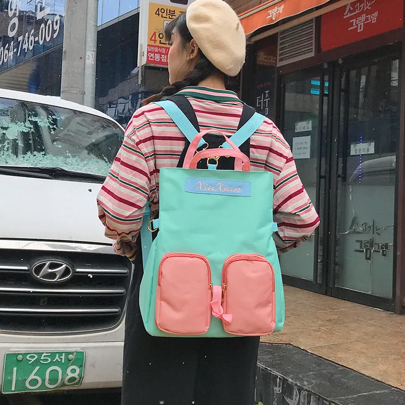 

New Japanese hand bill of lading shoulder slung bag lazy wind canvas multi-purpose travel bag Harajuku simple backpack Kiplingd