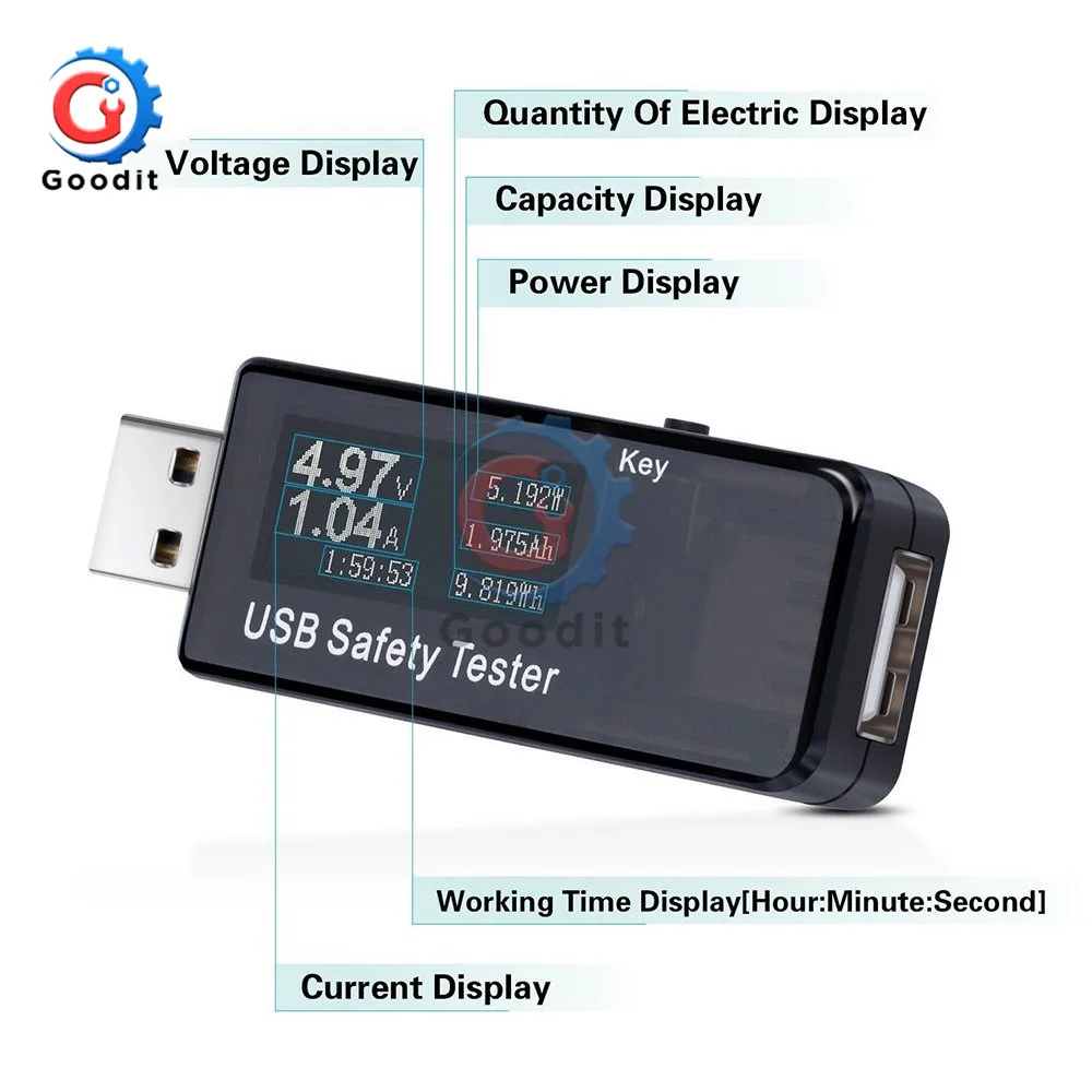 Цифровой Дисплей 3 V-30 V usb-тестер Напряжение ток Зарядное устройство Ёмкость доктор Quick Charge Мощность банк Вольтметр Амперметр