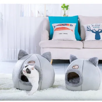 

Cat Nest Semi-closed Warm Dog Nest Autumn and Winter Plus Velvet Deep Sleep Pet Nest Kitten Nest Dog Beds for Small Dogs