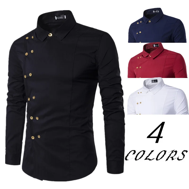 2020 spring new side button desgin shirts cotton slim fit male good quality military mens shirts long sleeve 2020 spring new side button desgin shirts cotton slim fit male good quality military mens shirts long sleeve