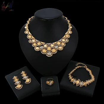 

Yulaili Classic Trendy Graceful Women Wedding Bridal Necklace Earrings Bracelet Ring African Jewelry Sets Wholesale