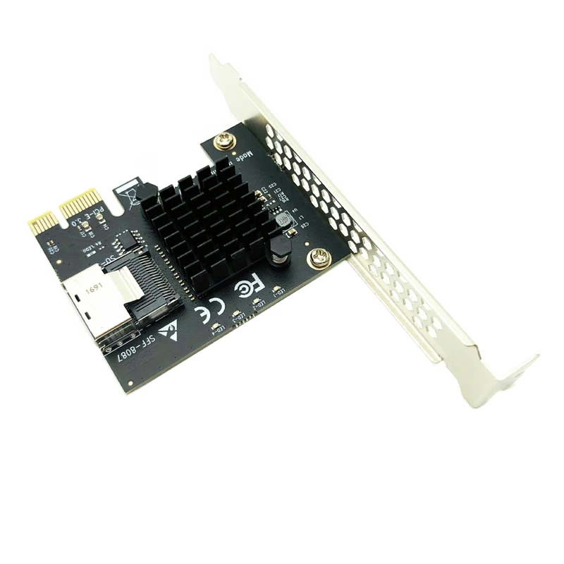 Chia Mining PCIe-Mini SAS 8087 4 포트 SATA 3 6Gb SSD 어댑터 PCI-e PCI Express X1 컨트롤러 확장 카드 라이저 카드 추가