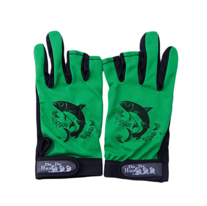1 пара водонепроницаемых 3 вырезанных пальцев противоскользящие перчатки Нескользящие охотничьи/перчатки для рыбалки, уличные спортивные неопреновые защитные Рыбное оборудование - Цвет: Зеленый