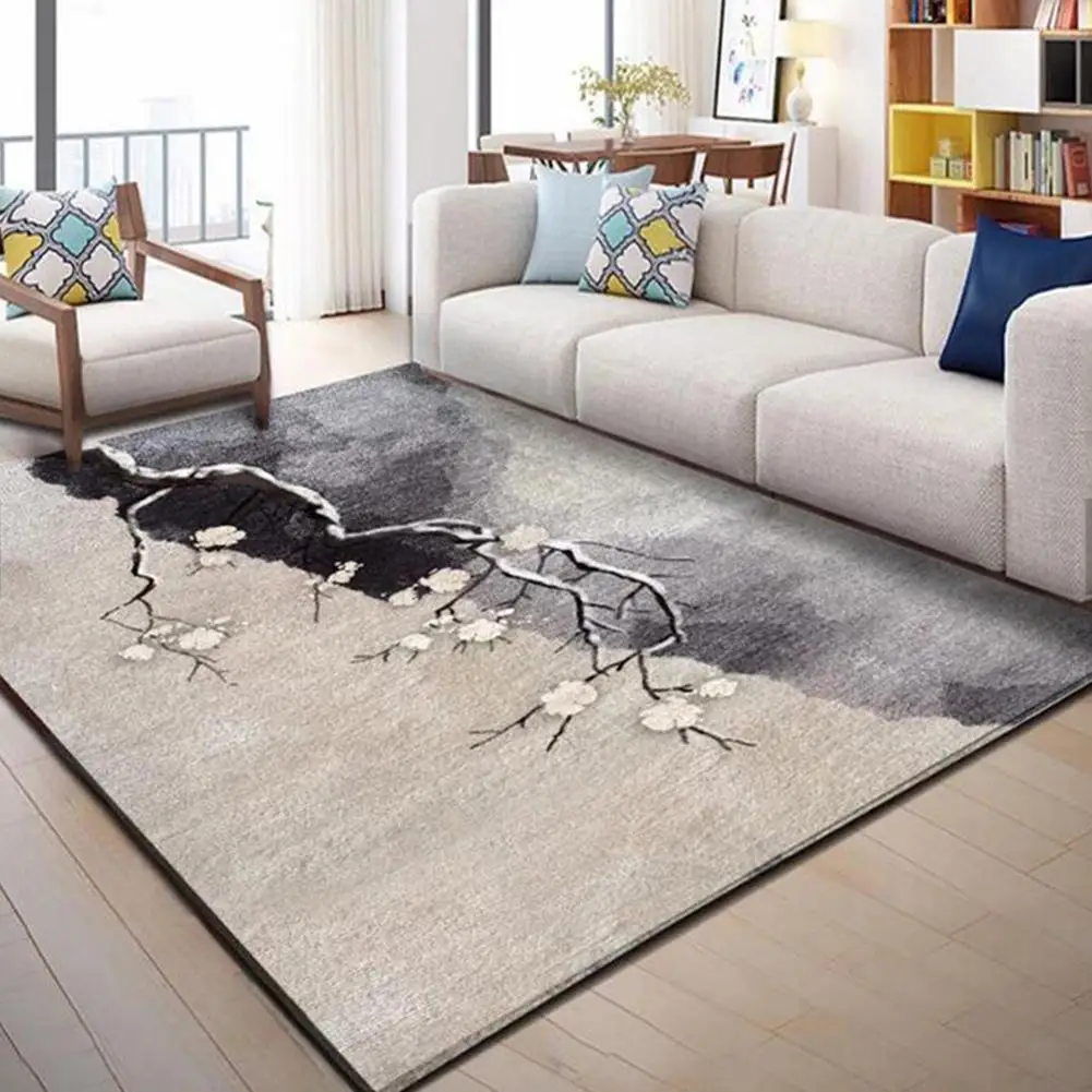 TWISTER.CK Nordic Printing Carpet Mat for Living Room Tea Table Bedside Decoration Art Living Room Carpet Table Bedroom Blanket - Цвет: plum blossom
