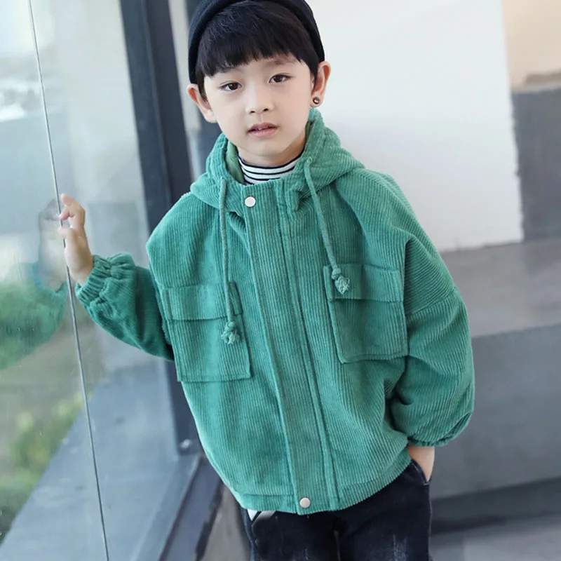 

Solid Corduroy Jackets For Teenage Boys Outerwear Tops Clothing Children Hooded Thicken Coats Kids Winter 2019 Jacket Clothes
