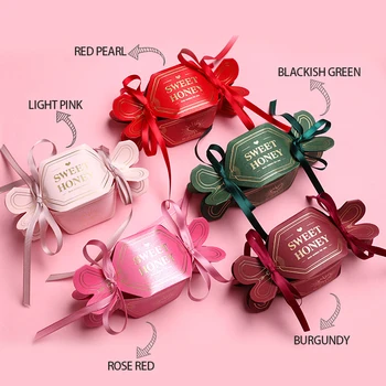 

10pcs Wedding Sugar Box Wedding Chocolate Box Bronzing Candy Boxes Baking Package Wedding Favor Party Supplies Decorations