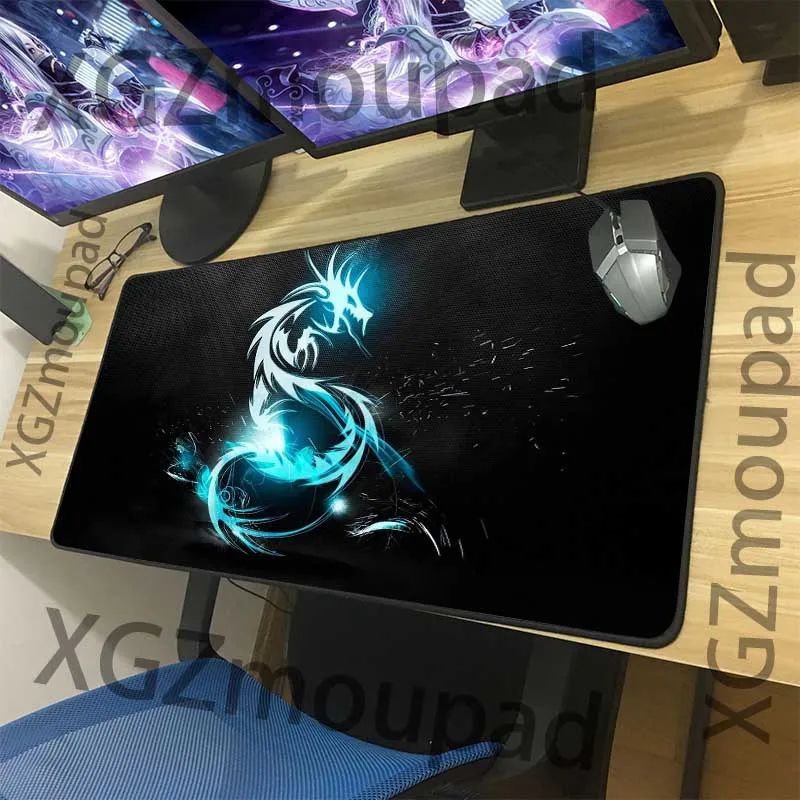 Большой коврик для мыши XGZ с изображением животных Черный Модный дракона