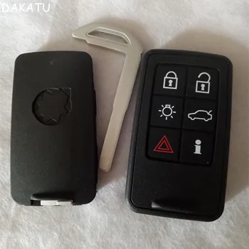 

DAKATU Smart Remote Car Key Shell Case Fob 6 Button for Volvo S60 S80 V60 XC60 XC70 with small key blade