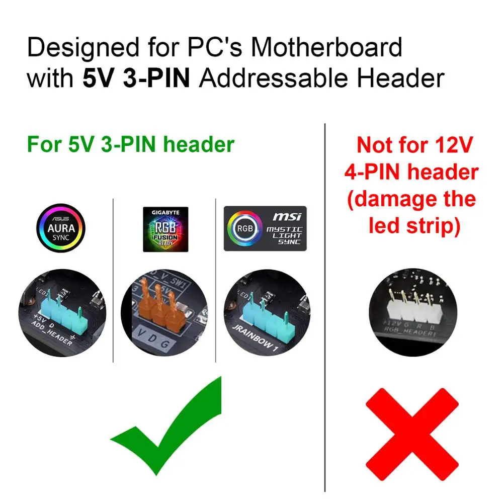 ARGB 5V 3Pin 12V 4Pin SM JST Connector RGB ADD Header On Motherboard