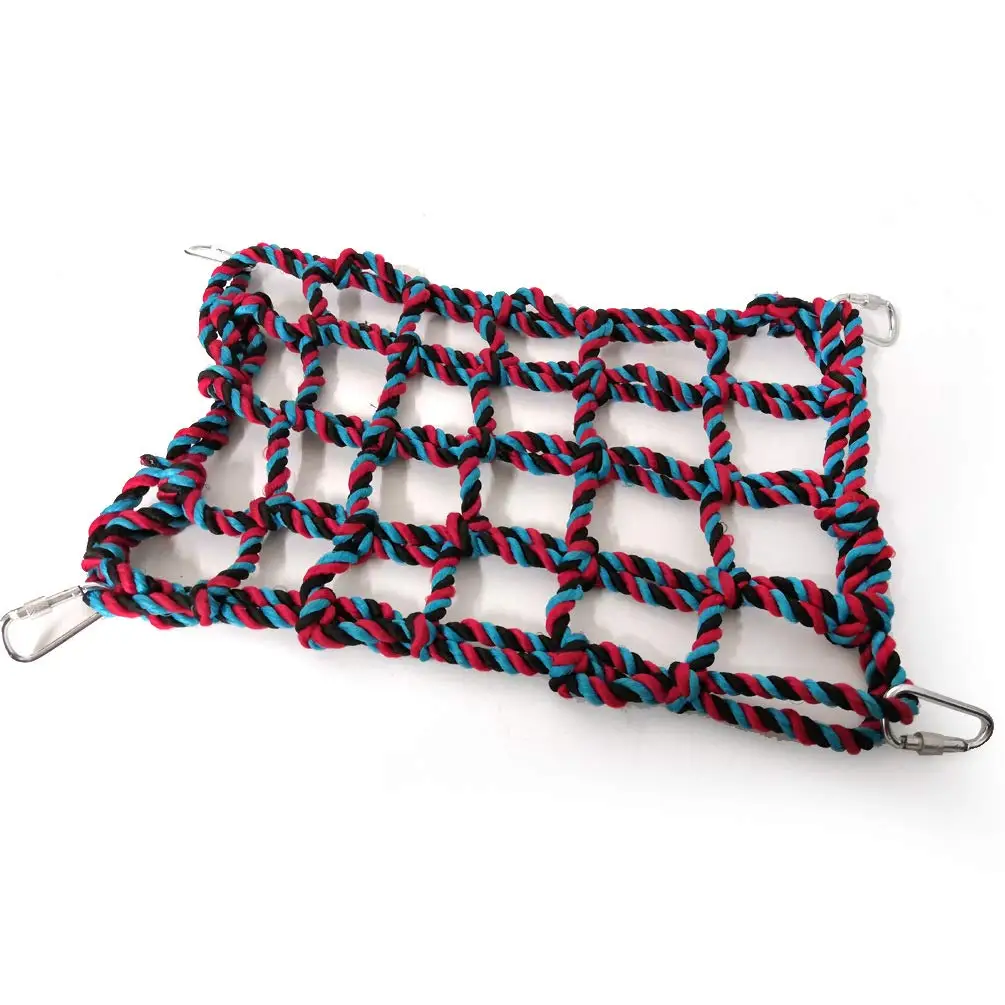 

Bird Climbing Net Hanging Perch Rope Net with 4 Hooks Parrot Swing Hammock for Parrot Bird Cockatiels Parakeets Rats Chinchillas