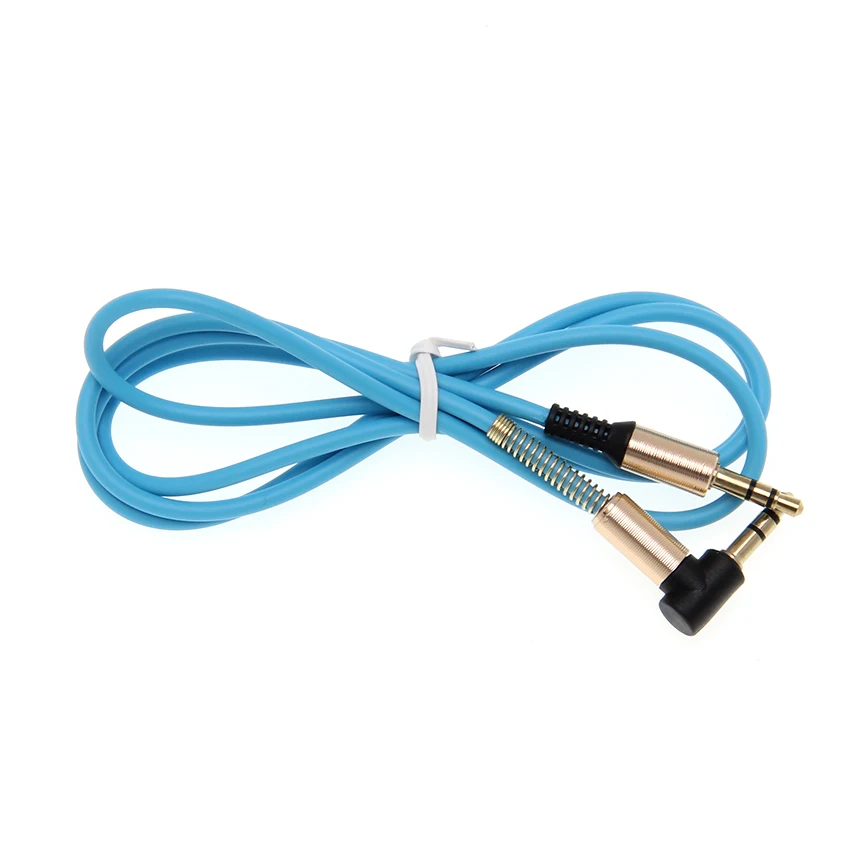 3 5mm Spring Audio Cable Jack Male to Male 90 Degree Right Angle Speaker Line Aux Cord For Car Headphone MP3 4 PC Phones