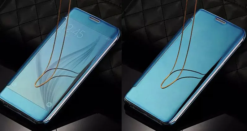 Light Blue Для samsung Galaxy S7 S6 Edge A3 A5 A7 J1 J3 J5 J7 чехол s Роскошный умный флип тонкий зеркальный жесткий чехол с гальваническим покрытием - Цвет: Light Blue