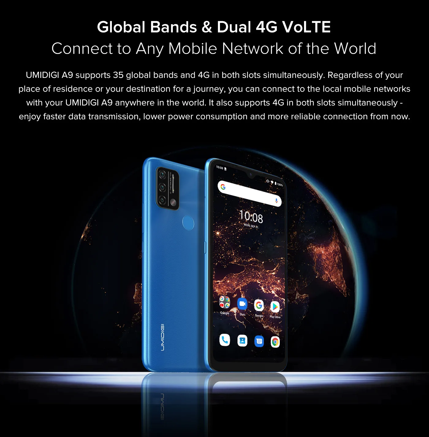 UMIDIGI A9 Global Version 3GB+64GB Triple Camera 13MP Android 11 Helio G25 Octa Core 6.53" HD+ 5150mAh Dual SIM Cellphone newest umidigi phone