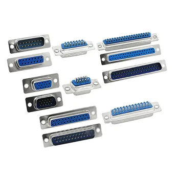 

5pcs DB9 DB15 DB25 DB37 Hole/Pin Female/Male Blue Welded Connector RS232 serial port socket DB D-SUB adapter 9/15/25/37 pin