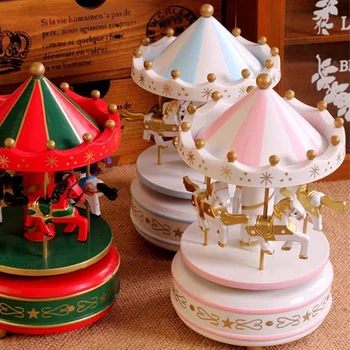 

Wooden Merry-Go-Round Carousel Music Box For Kids Girls Christmas Birthday Gift
