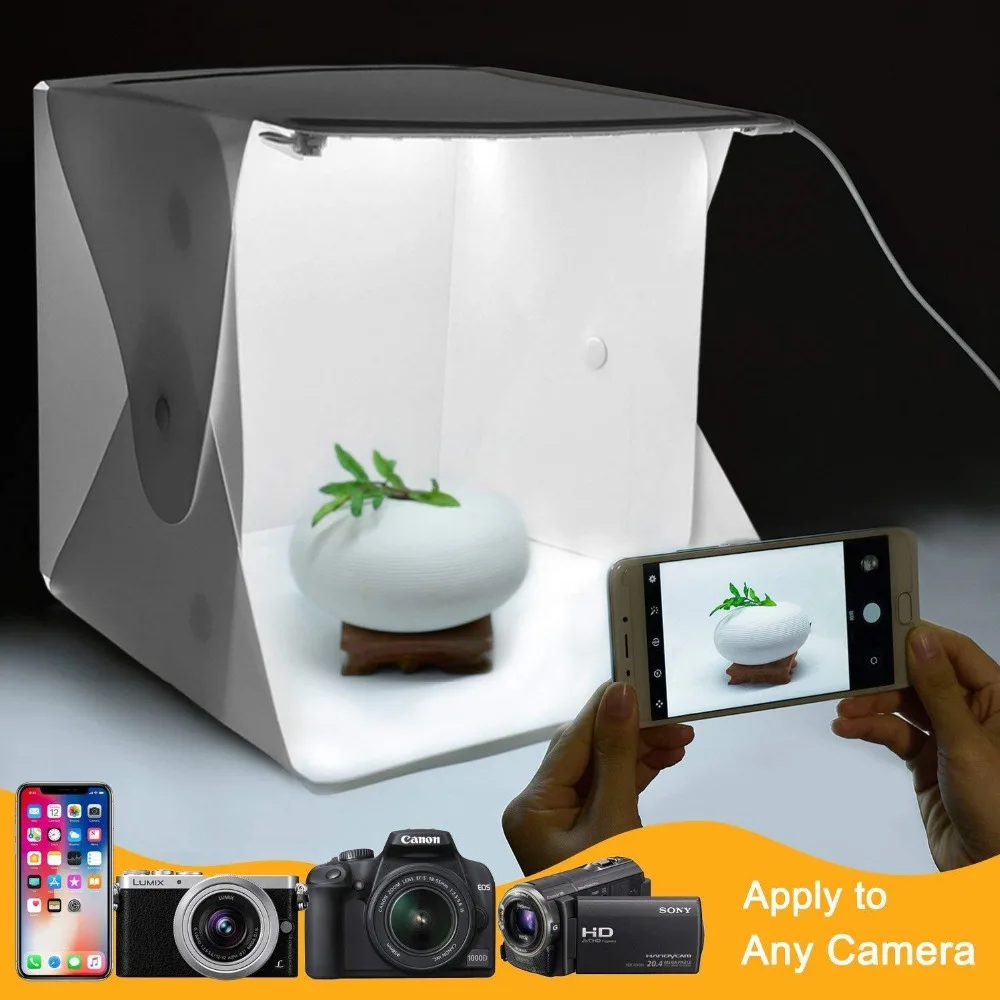 

Folding Lightbox Photography Photo Studio Softbox 2 Panel LED Light Soft Box Photo Background Kit Mini Light box for DSLR Camera