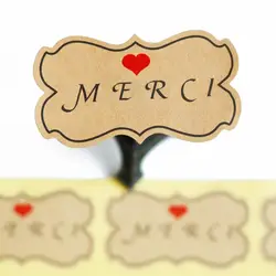 80 шт крафт Мерси наклейки французский спасибо точка стикер Свадебная вечеринка выпечки Упаковка печенье ярлык для багажа детские наклейки