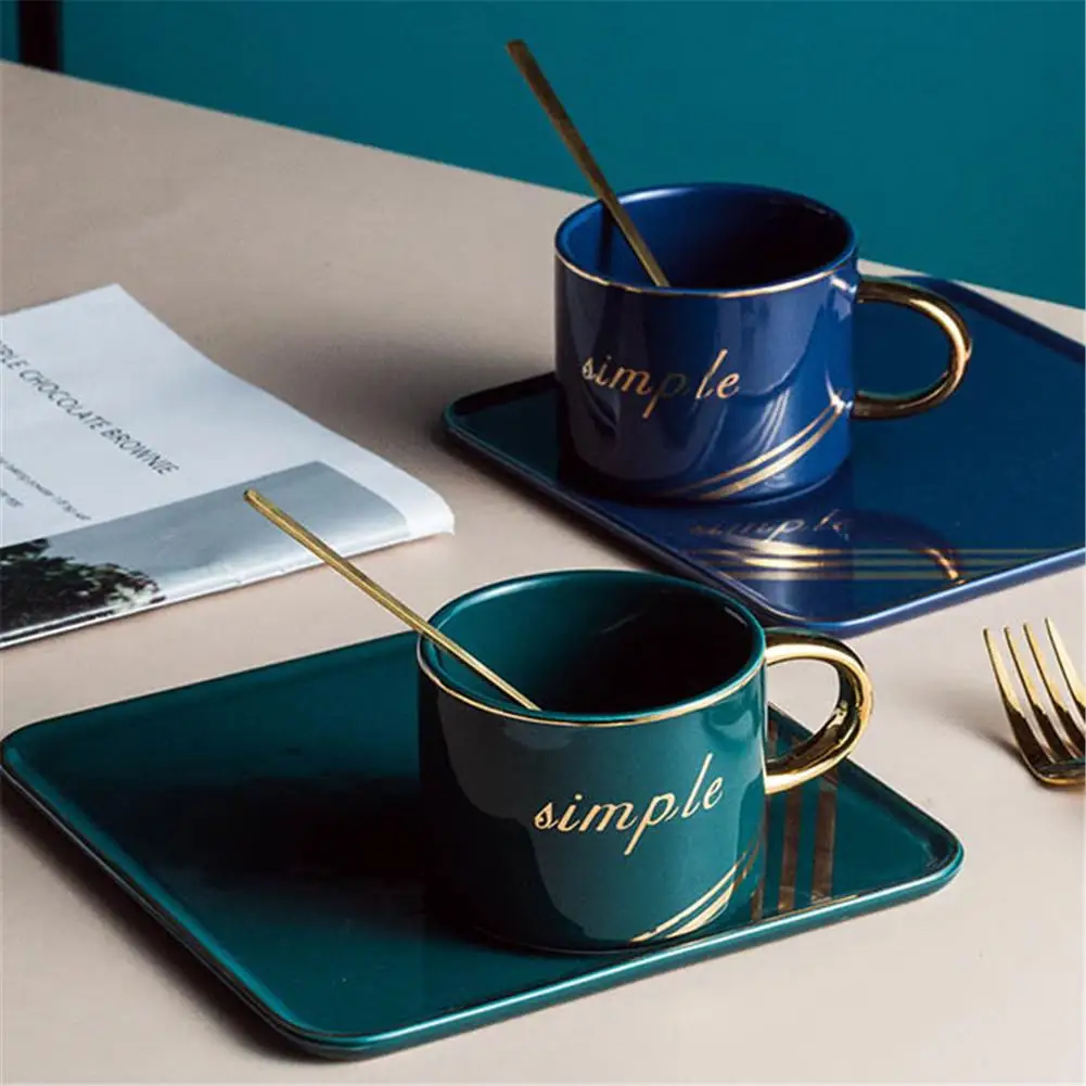 

Nordic Ceramic Coffee Cup Set Simple Elegant Multi-purpose Heat Resistant Cafe Dessert Tableware for Hotel Home Restaurant