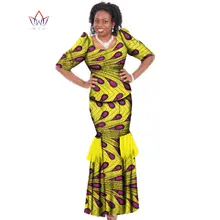 Летнее платье, комплект из двух предметов, женские топы с коротким рукавом и длинная юбка, комплекты, африканская одежда макси с русалочкой 6XL BRW WY189