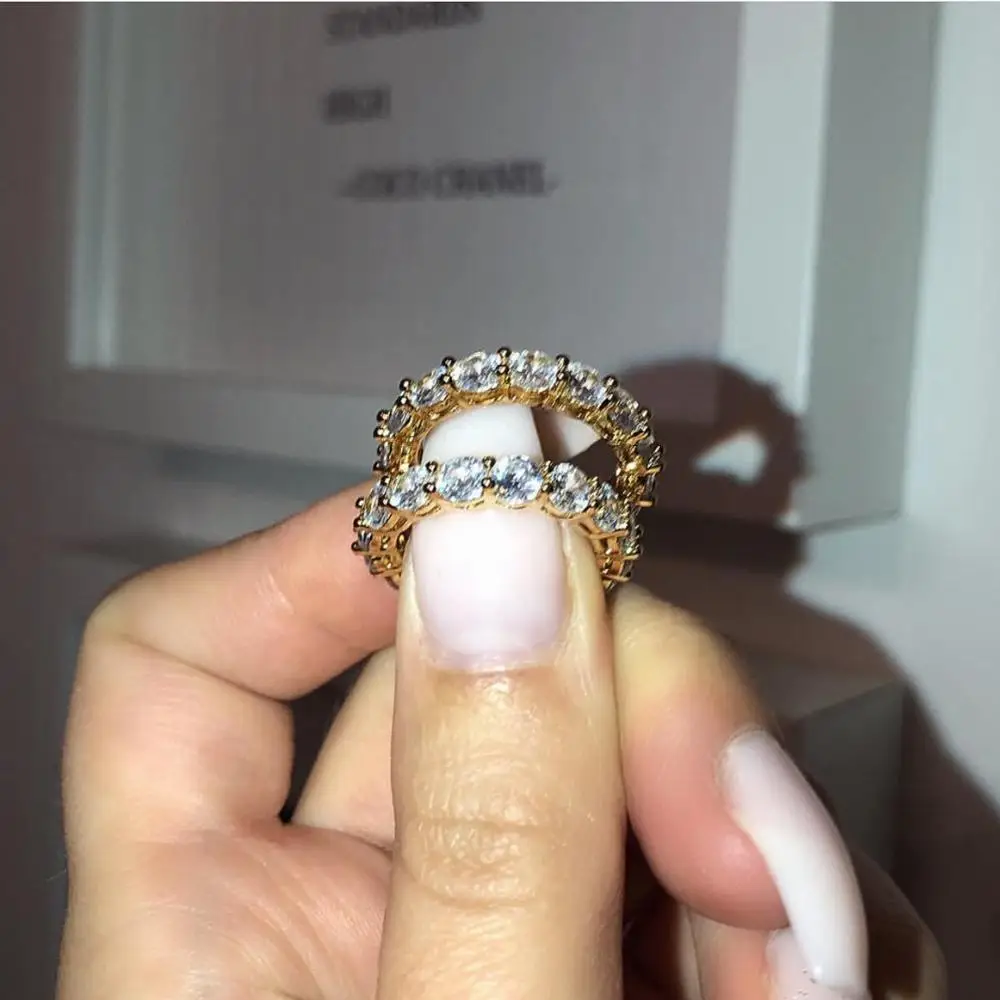 2020 Eternity 925 Sterling silver Ring 4mm Lab Diamond cz Engagement Wedding Rings for women men Wholesale Party Jewelry Gift 2