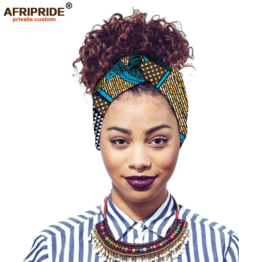 africa ankara печатная эластичная повязка для женщин AFRIPRIDE bazin richi Женская повязка на голову из хлопка Повседневный модный стиль A19H001 - Цвет: 549J