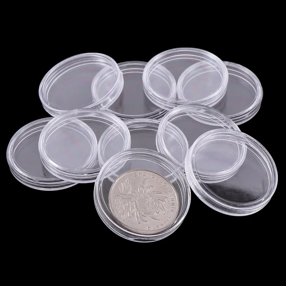 

10pcs 30mm Acrylic Clear Round Plastic Cases Coin Storage Capsules Holder Coin Collection Box