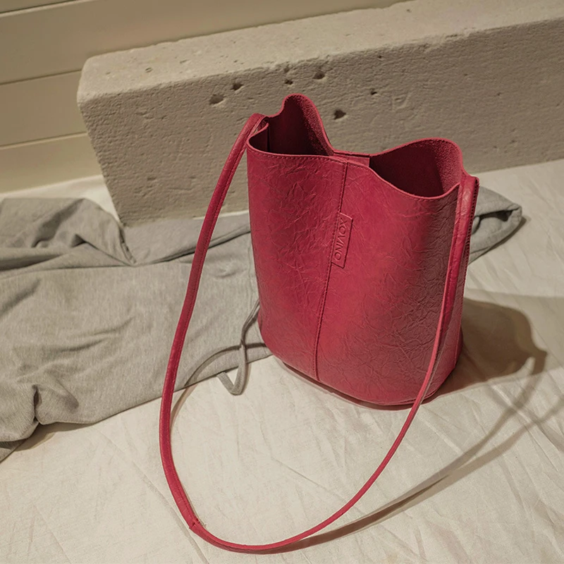 Женская сумка, новая мода, женская сумка, большая вместительность, для покупок, сумка через плечо, Ретро стиль, для путешествий, кожаная сумка-мешок - Цвет: Red