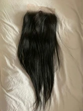 Extensiones de pelo brasileño Remy para mujer, accesorio de cabello humano liso de 10-22 pulgadas con cierre de encaje, Color Natural predespuntado y Base de seda sintética