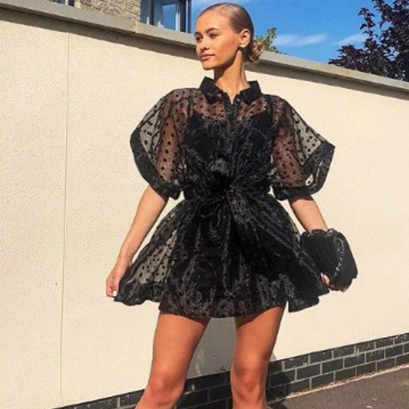 Сетчатое Прозрачное платье рубашка мини облегающее на бретельках женские