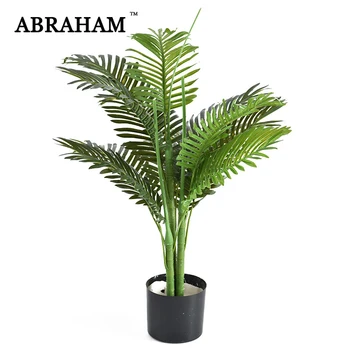 

90cm PLastic Plants Large Artificial Palm Tree Tropical Palm Leaves Green Fake Monstera Leafs Withnot Pot For Home Garden Decor