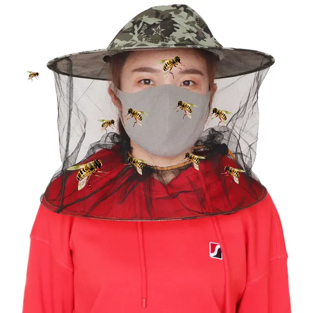Méhészeti Kalap Professzionális Szúnyoghib Rovar Sapka Kültéri Védő Méh Ellenállás Nettó Háló Fej Arc - Image 3
