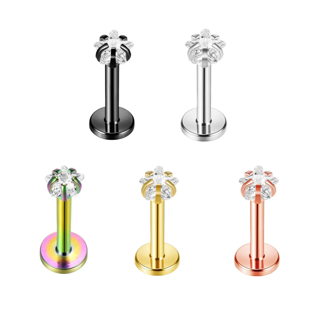 Кольцо для пирсинга губ, 1 шт., звезда, циркон, хирургическая сталь, спираль, трагус, губы, шпильки, ювелирные изделия для тела, фиксатор, сексуальные женские аксессуары