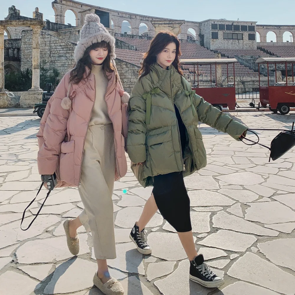 

Photo Shoot Sense of Design Korean-style Back of Turtle down Jacket Cotton-padded Clothes 2019 Winter New Style WOMEN'S Dress Re
