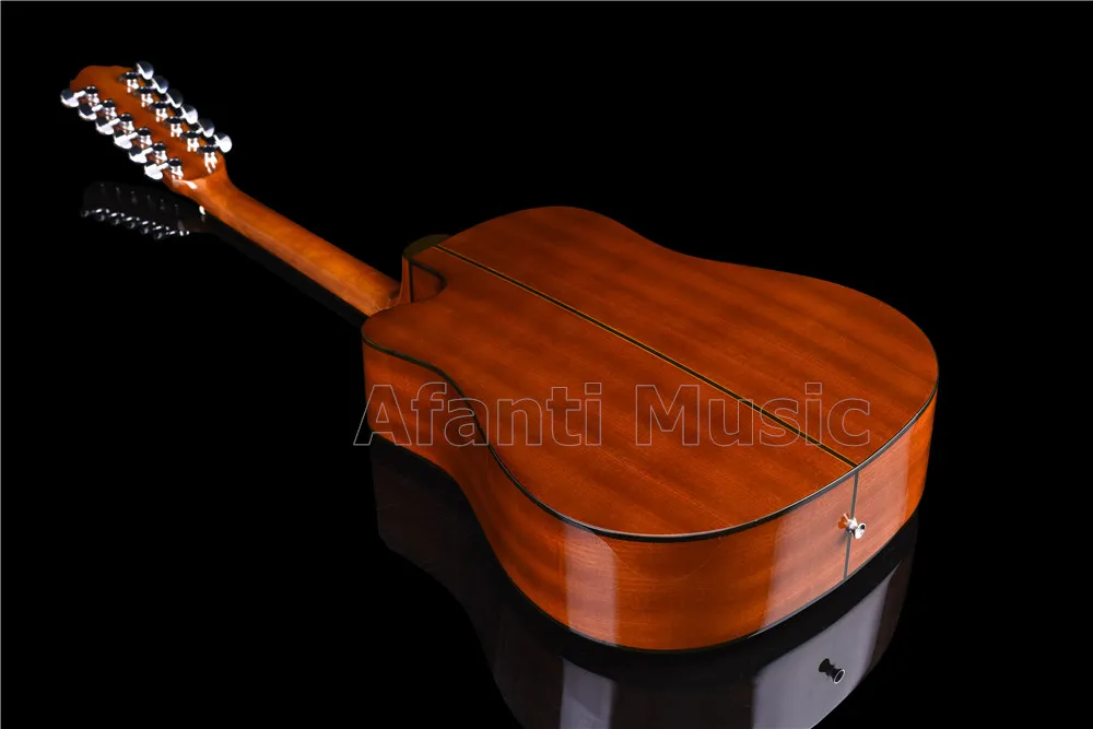 Afanti музыка ель Топ, Sapele назад и стороны, 12 струн гитара Акустическая гитара(ATS-1106