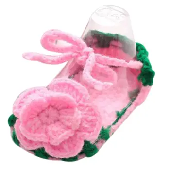 

Baby Girl Handmade Knit Soft Sole Prewalker Shoes Socks With Flower